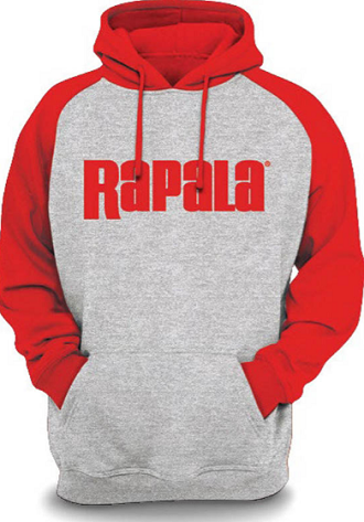 Толстовка Rapala Sweatshirt серая с красными рукавами 