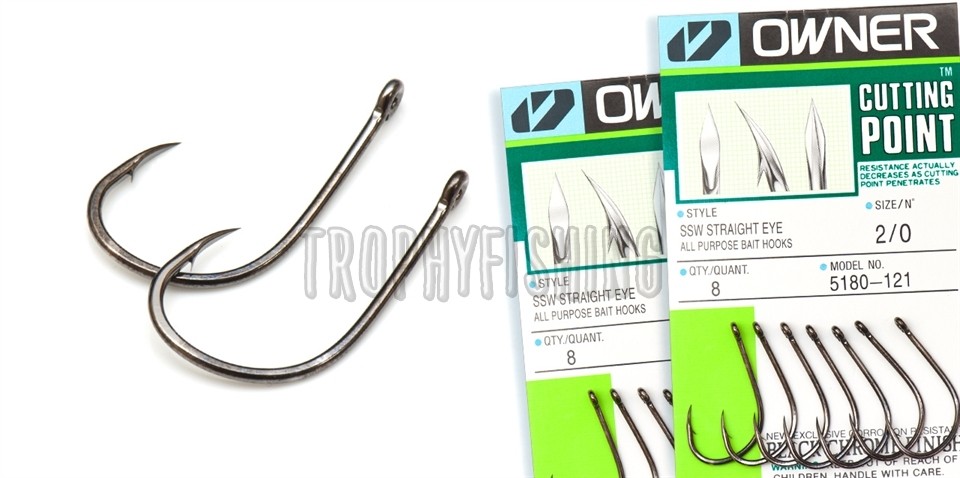 Owner SSW Straight Eye All Purpose Bait Hooks with Cutting Point 5180