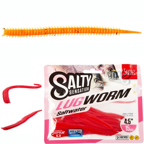 Черви Lucky John Salty Sensation Lugworm 4.5in (11,40) 15шт, съедобные, искусственные Черви Lucky John Salty Sensation Lugworm 4.5in (11,40) 15шт, съедобные, искусственные