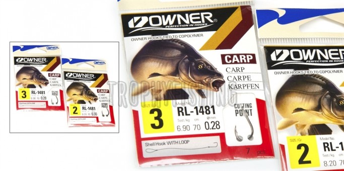 Крючок OWNER 51481 с поводком с петлей 70см RL-1481 (размер №02 в упаковке 7шт)