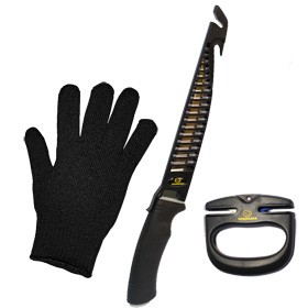 Набор: металлизированная перчатка, нож, точилка