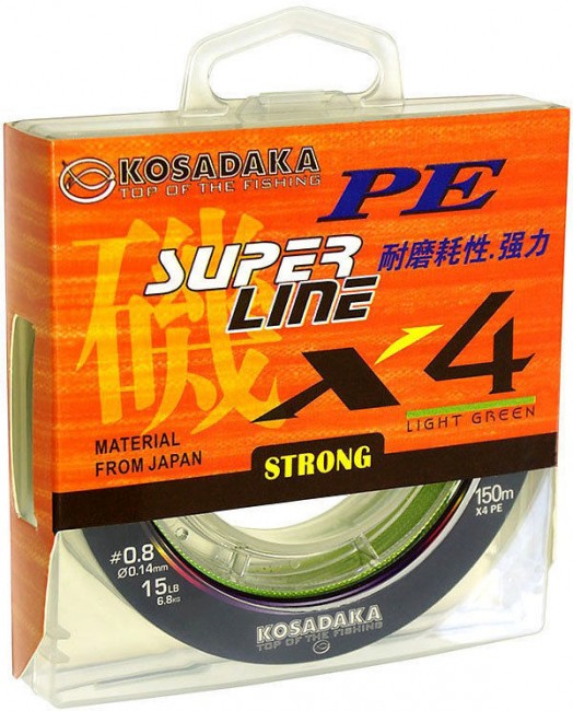 Леска плетеная Kosadaka Super Pe X4 Light Green 150м (светло-зеленая) Леска плетеная Kosadaka Super Pe X4 Light Green 150м (светло-зеленая)